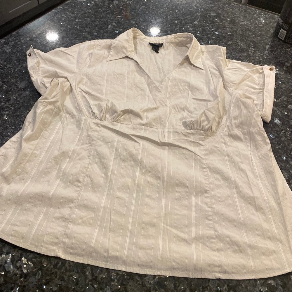 White Striped Stretch fitted Blouse